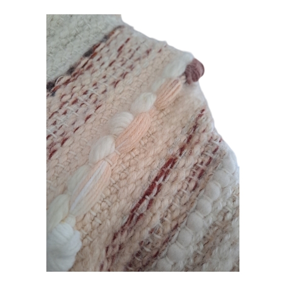 martine gruber vintage 100 pure virgin wool Hand woven poncho with hood fringes - Picture 11 of 16